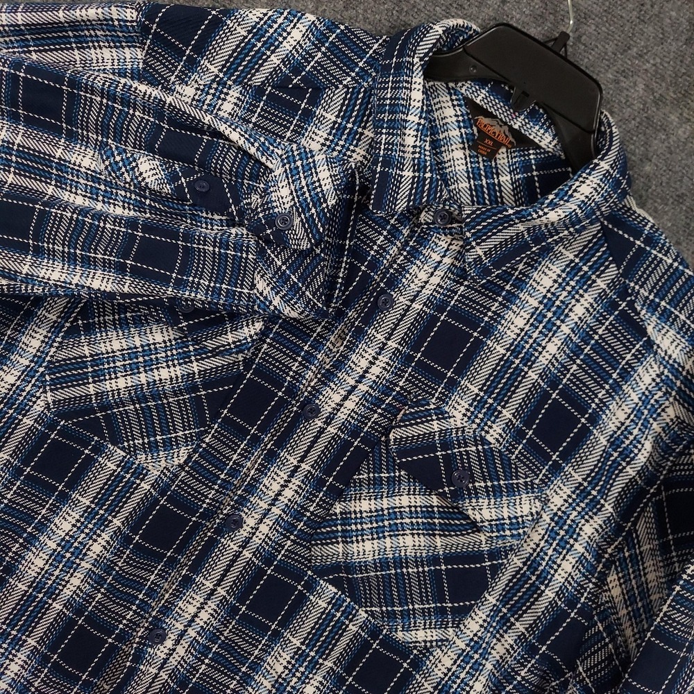 Pacific Trail Shirt Mens 2XL Blue Plaid Blanket Flannel Long Sleeve Button Up‎